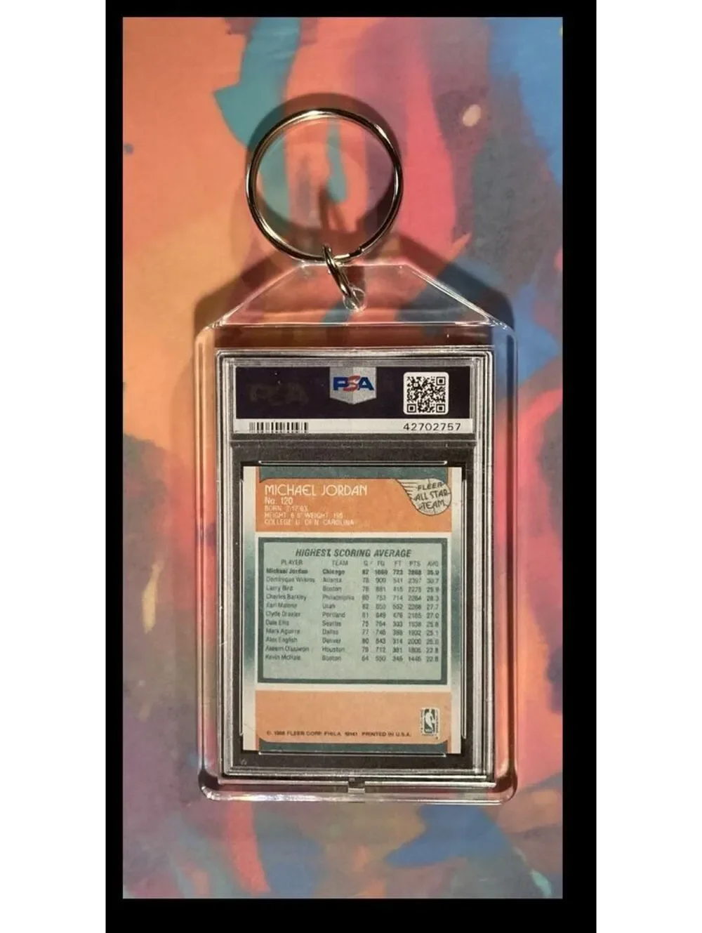3003 Michael Jordan1988 Fleer AS Custom Made Keychain-Great Gift